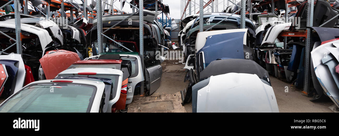 Racks with auto parts Stock Photo - Alamy