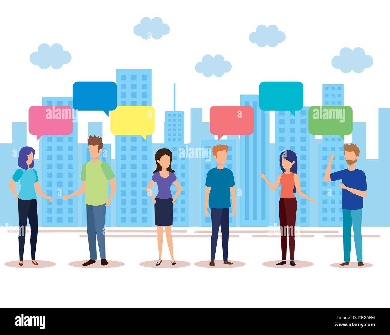 group of people with speech bubble characters Stock Vector Image & Art ...
