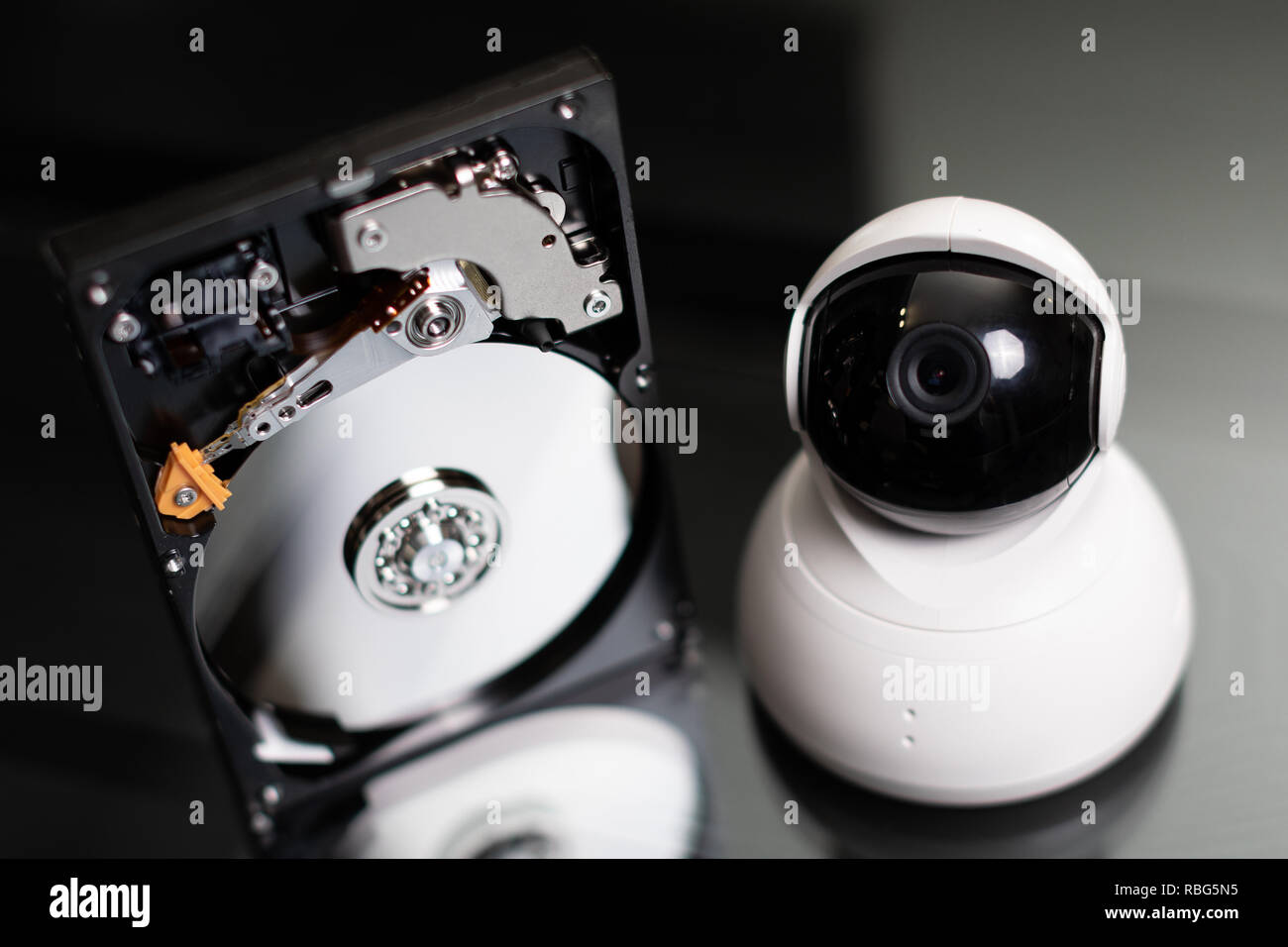 Winchester with webcam on a dark background Stock Photo Alamy