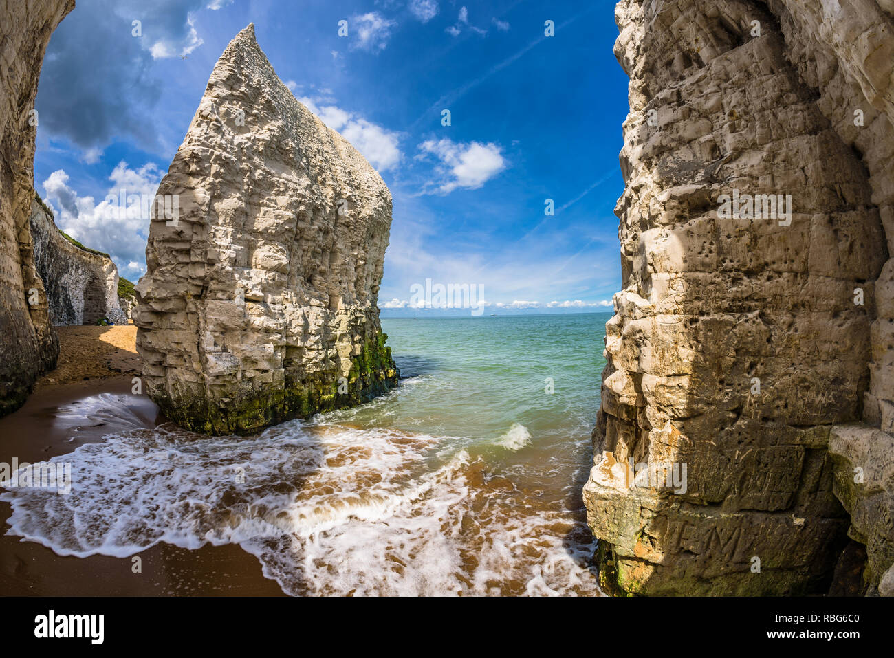 The beach and iconic cliffs at Botany Bay, near Margate and Broadstairs, Thanet District, East Kent, about 80 miles from London, England. Stock Photo