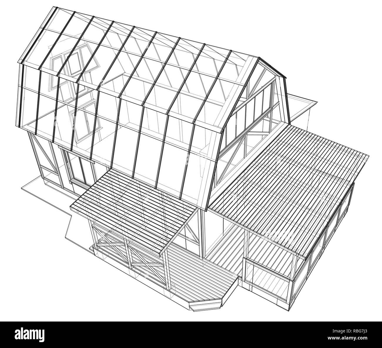 3D rendering of house wireframe structure Stock Vector Image & Art - Alamy
