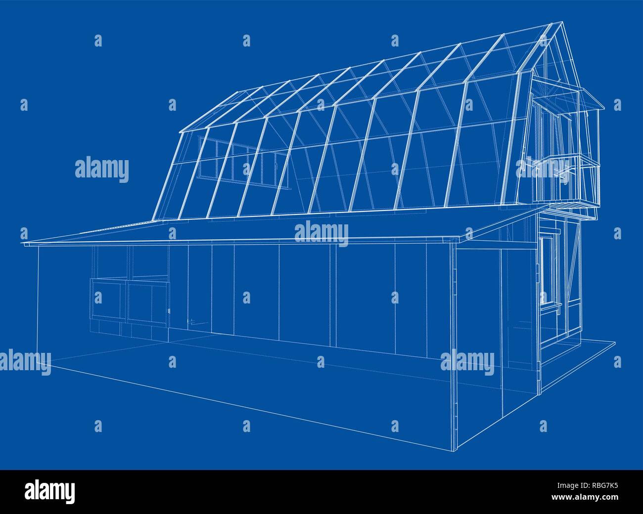 3D rendering of house wireframe structure Stock Vector Image & Art - Alamy