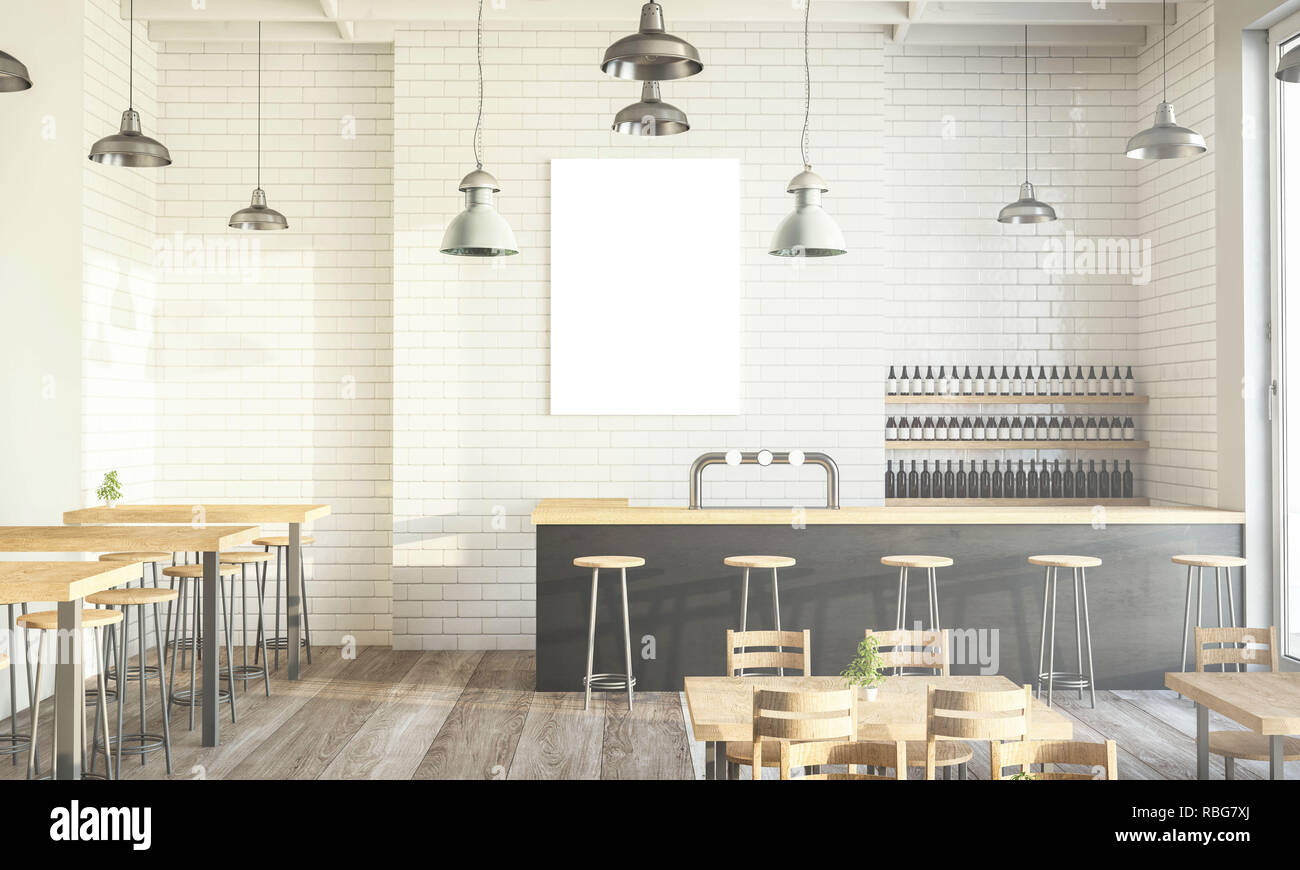 Download Modern Coffee Shop Poster Mockup 3d Rendering Stock Photo Alamy