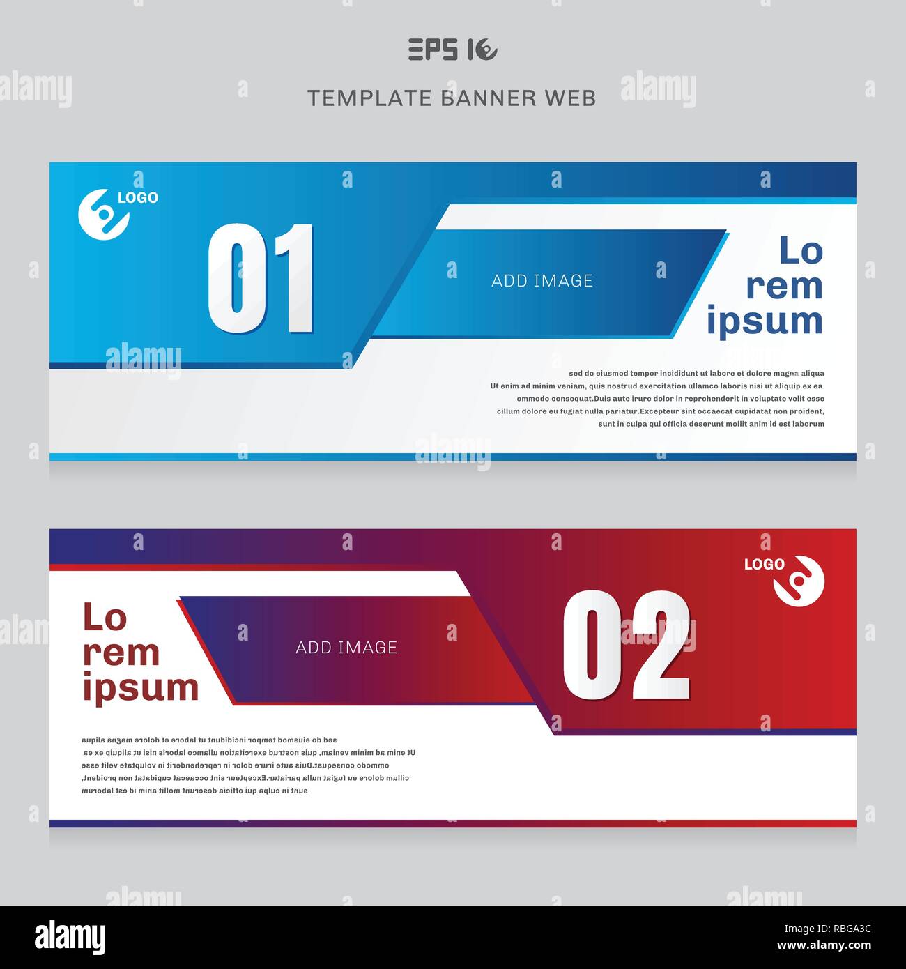 Banner Web Template Layout Abstract Geometric Red And Blue Color