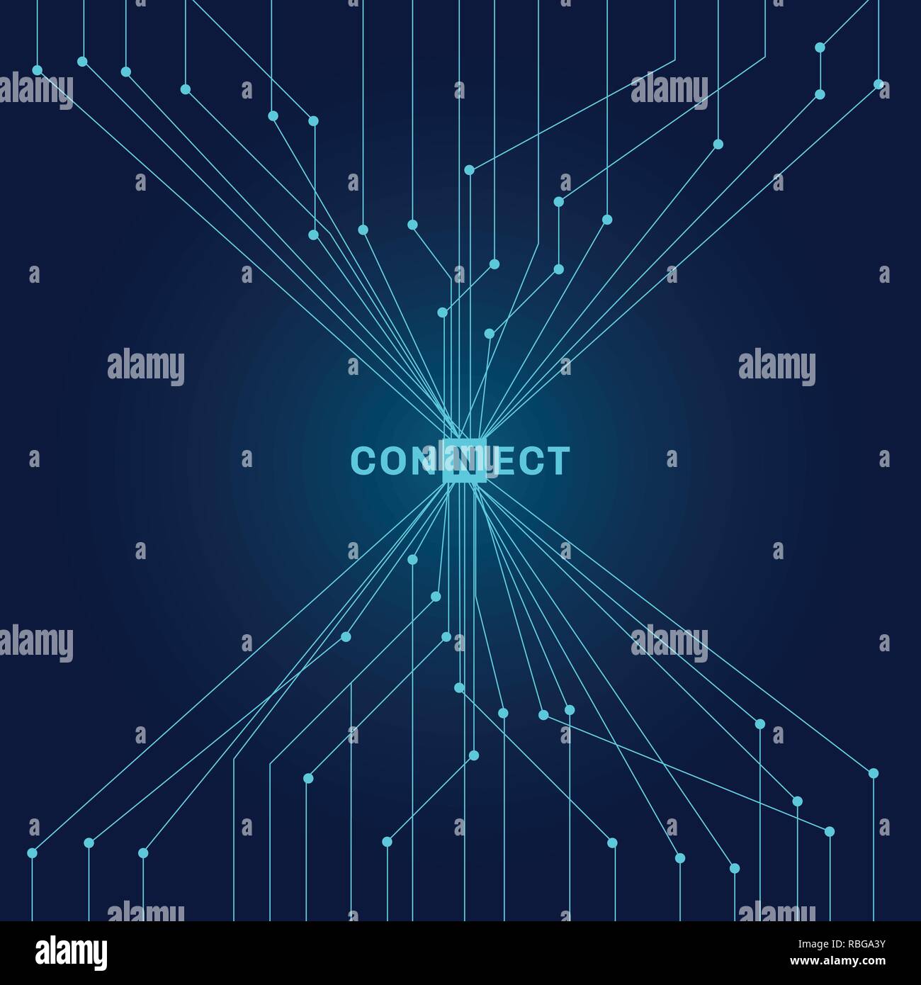 Abstract futuristic blue circuit board on dark background digital ...