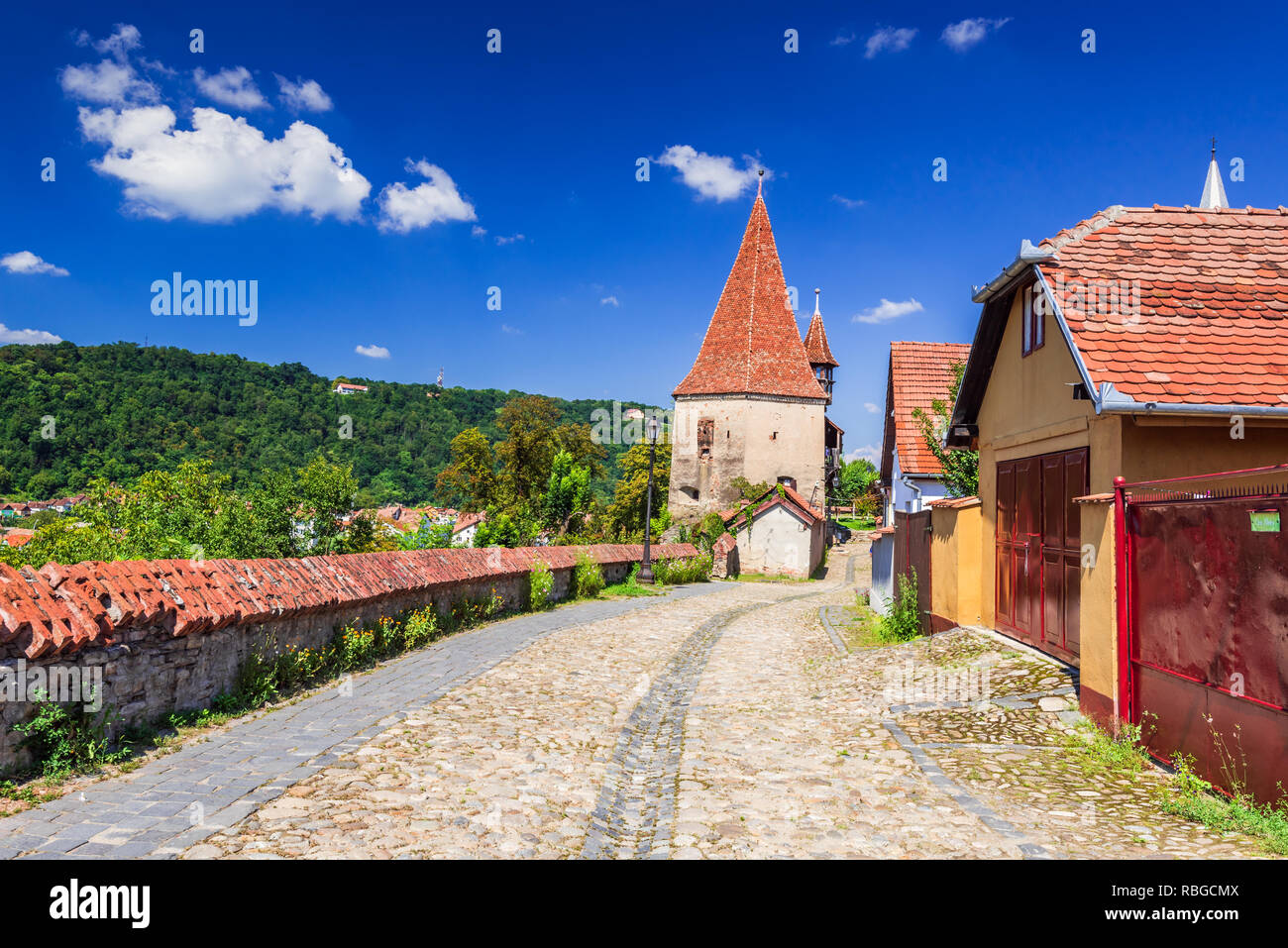 Sighisoara, Transylvania. Famous medieval fortified city built by Saxons in Romania. Stock Photo