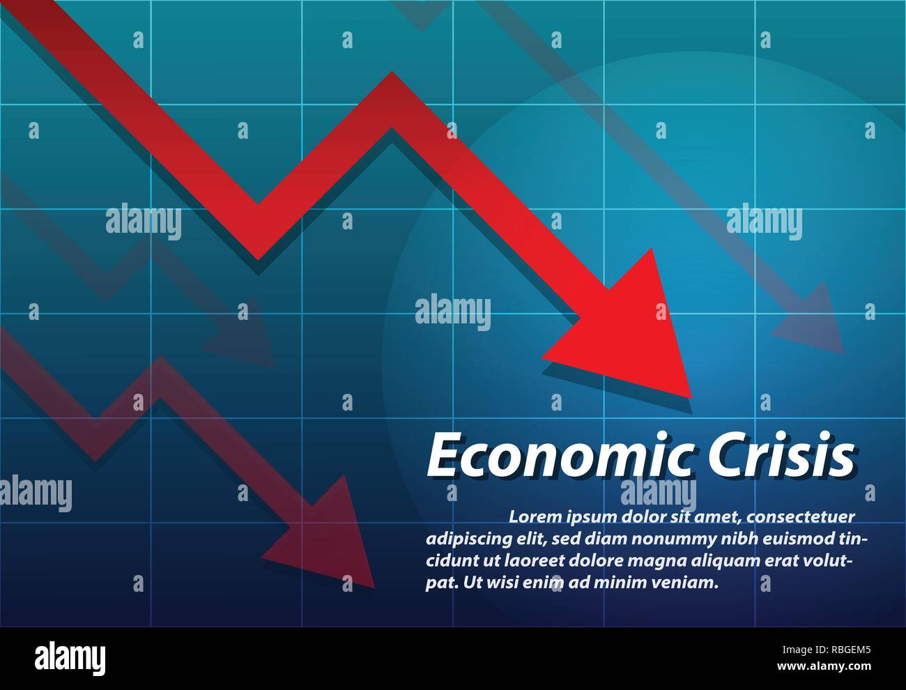 Arrow down , Economic crisis background, vector art Stock Vector