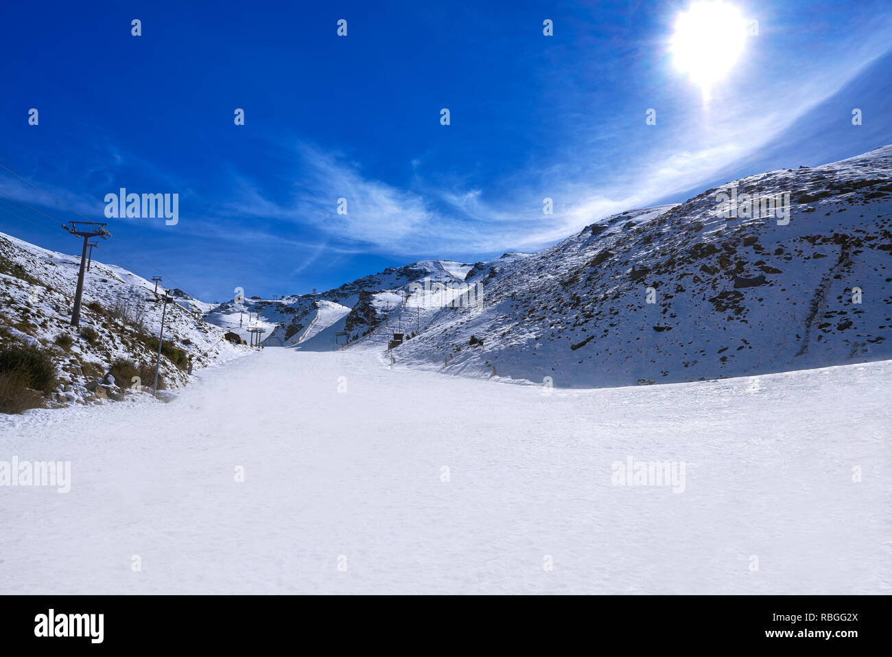 Sierra Nevada mountain ski resort in Granada of Spain Stock Photo - Alamy