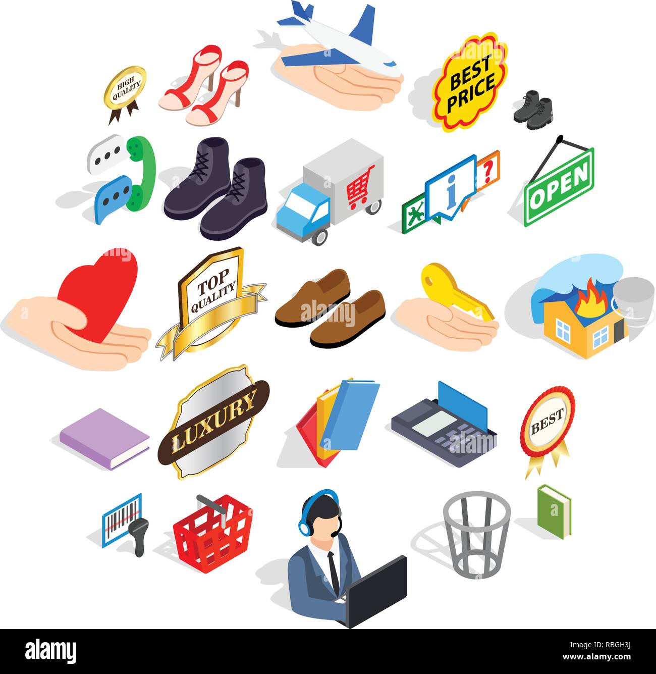 Entrepreneur icons set, isometric style Stock Vector