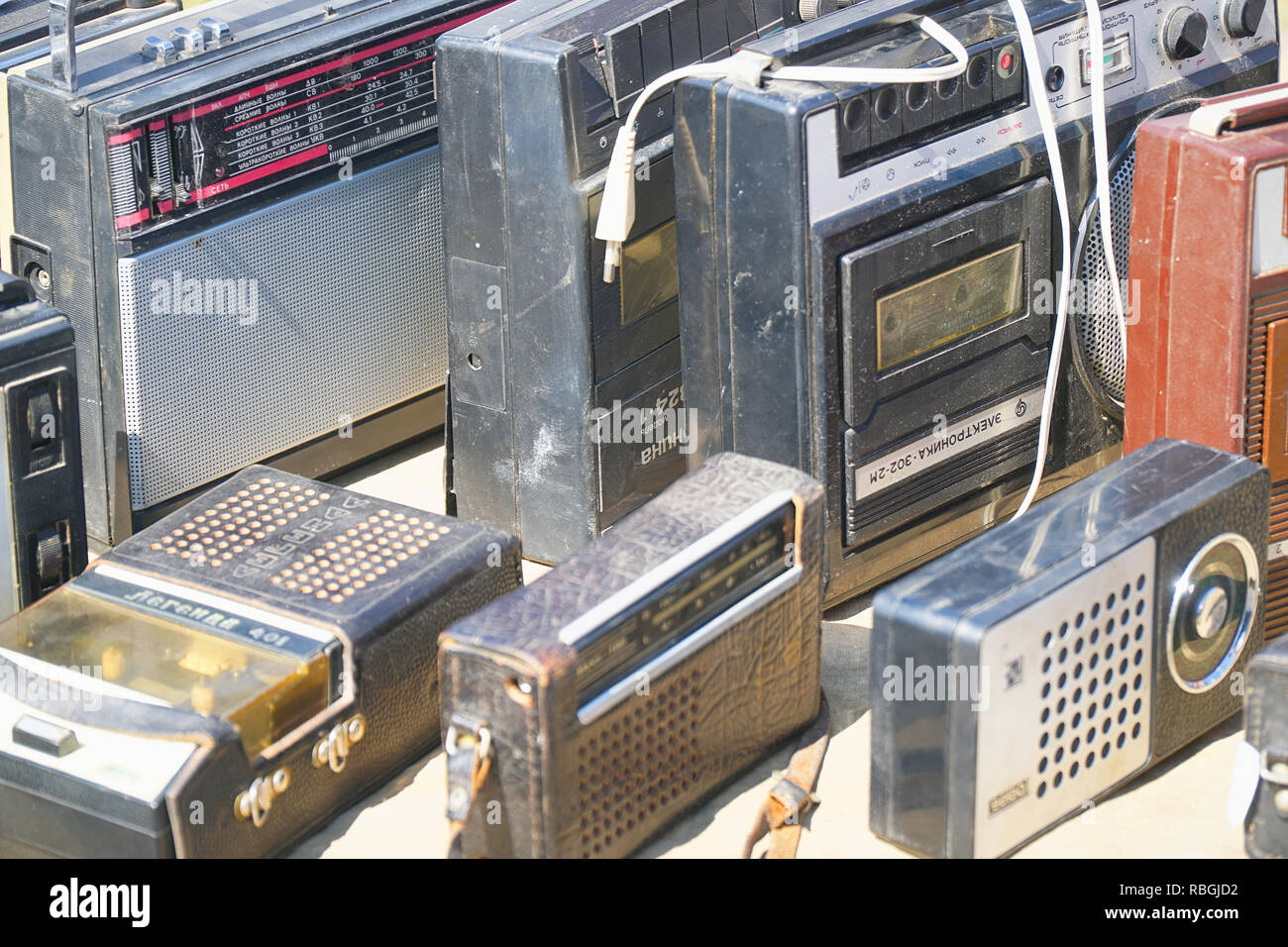Old transistor radios Stock Photo