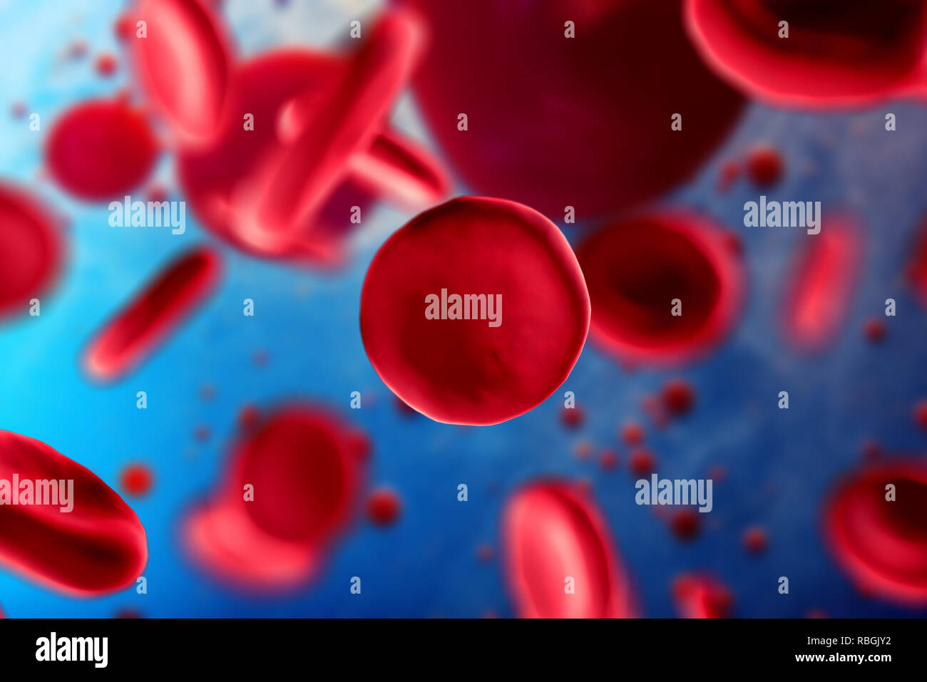 3d illustration of red blood cells erythrocytes close-up under a microscope.  Background for scientific medical concept Stock Photo - Alamy