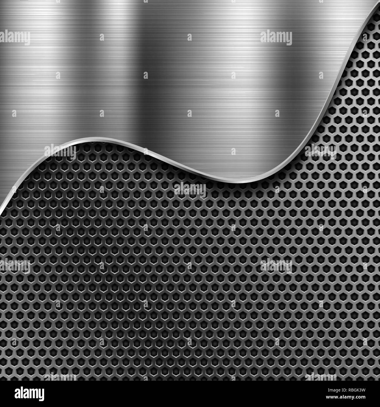 Metal perforated background with brushed steel element Stock Vector ...
