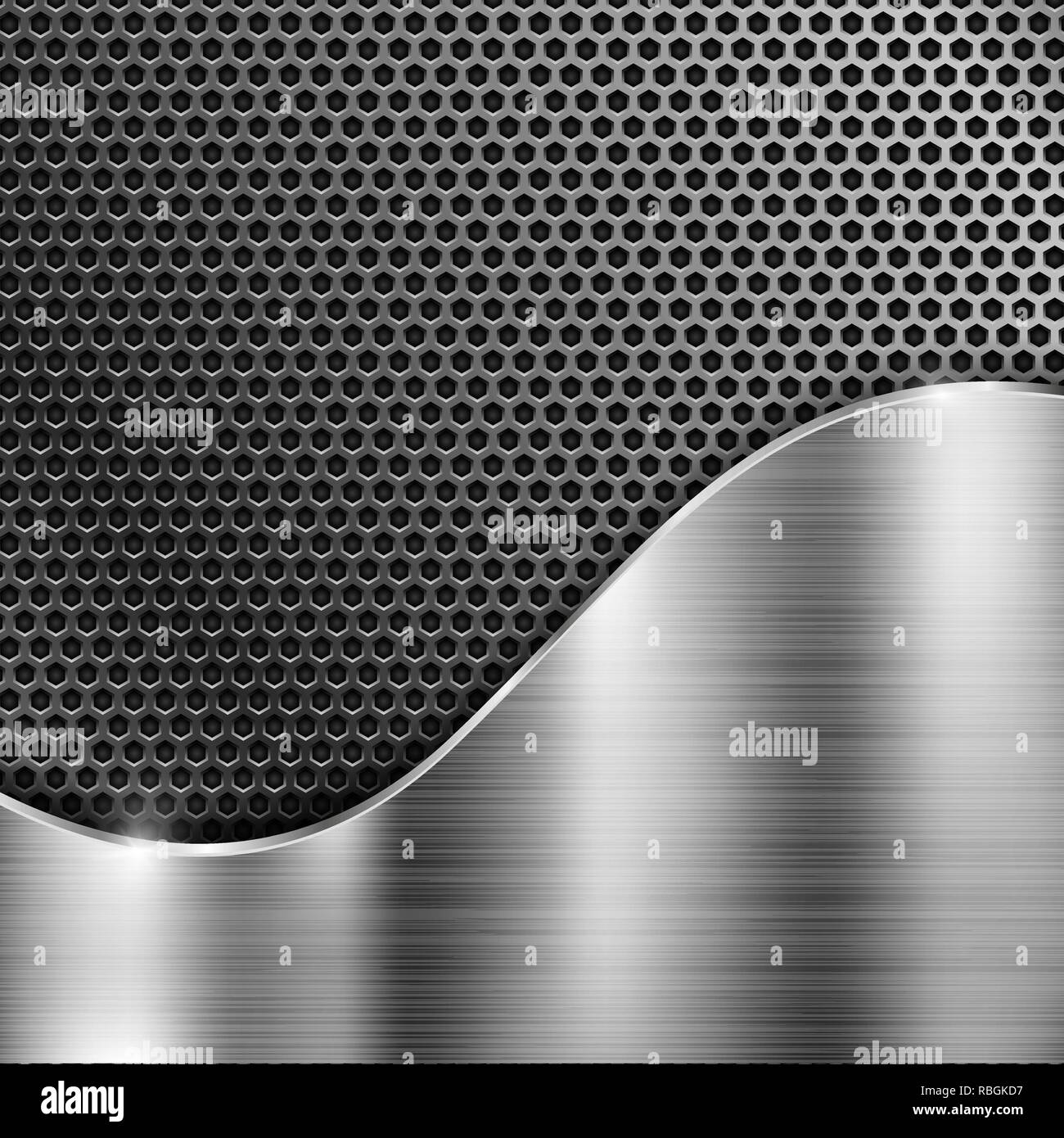 Metal perforated background with brushed steel element Stock Vector ...