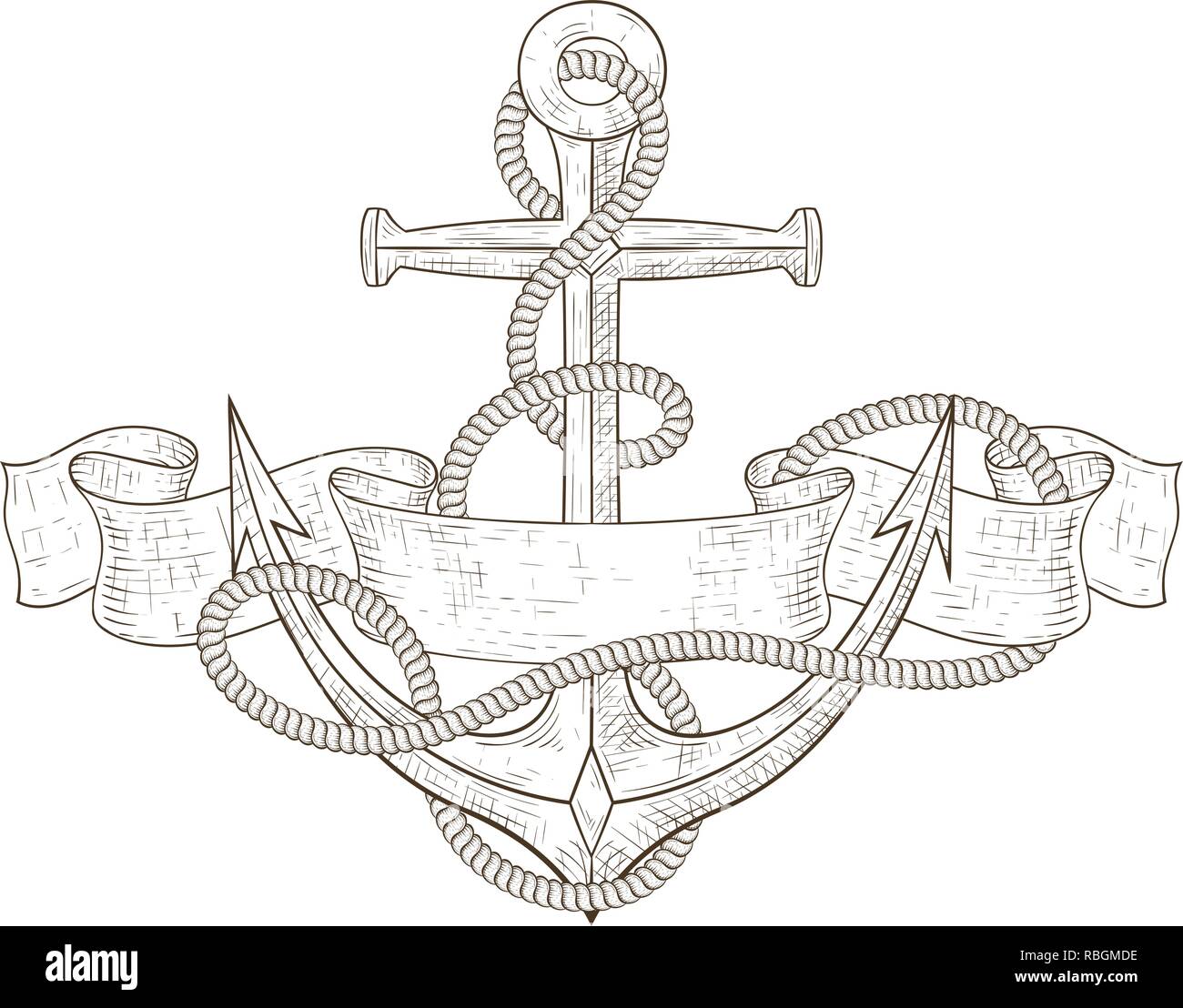 Nautical Anchor Rope Mandala Flower Vector Illustration