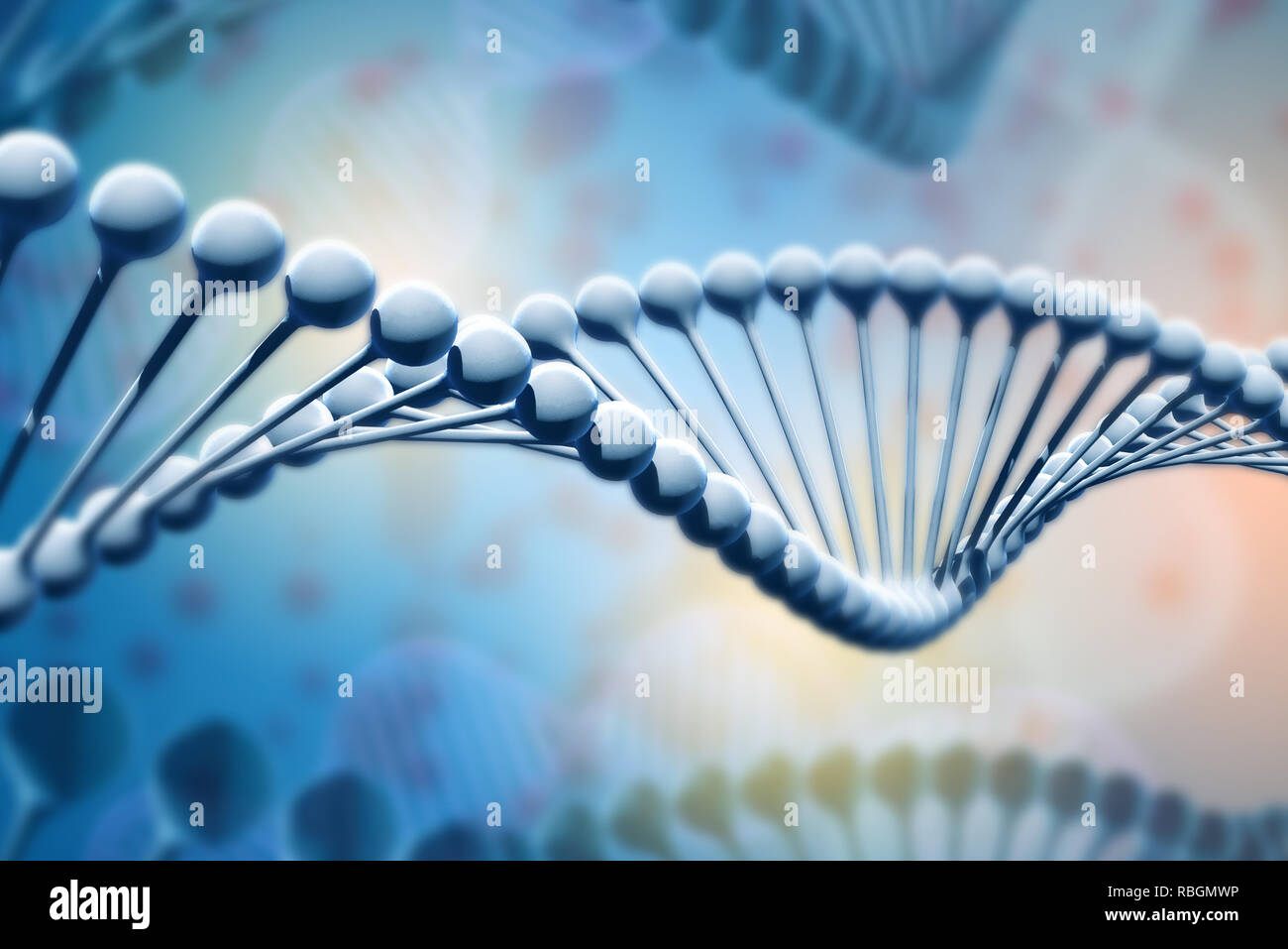 3d Illustration of DNA molecule. The helical molecule of a nucleotide ...