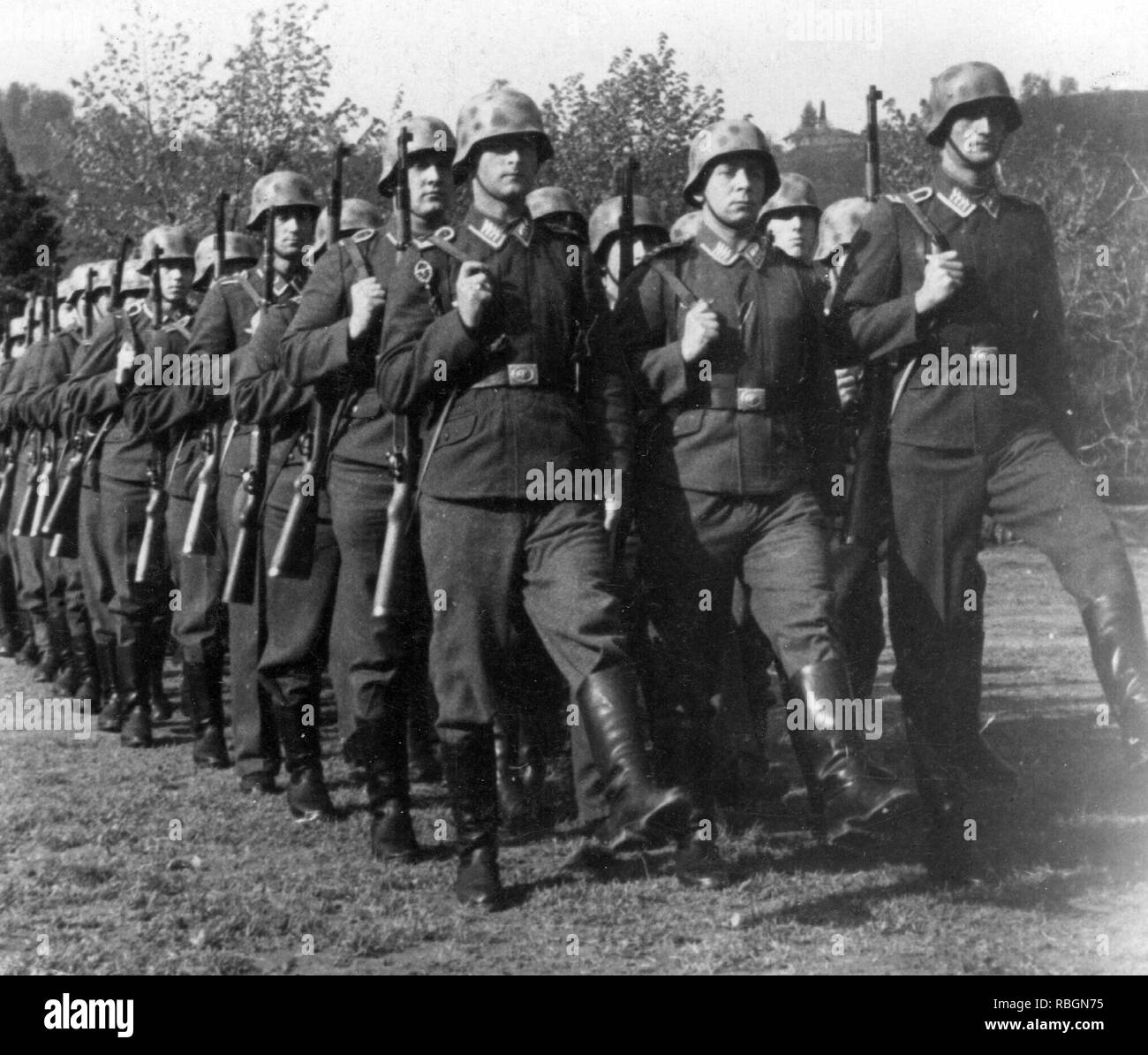 German luftwaffe troops marching Stock Photo