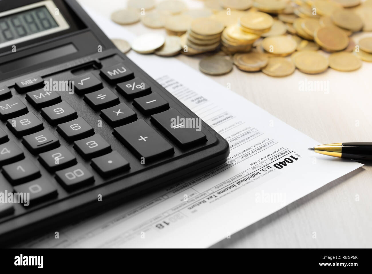 US 1040 tax form. Taxable period. Tax payment concept. Stock Photo
