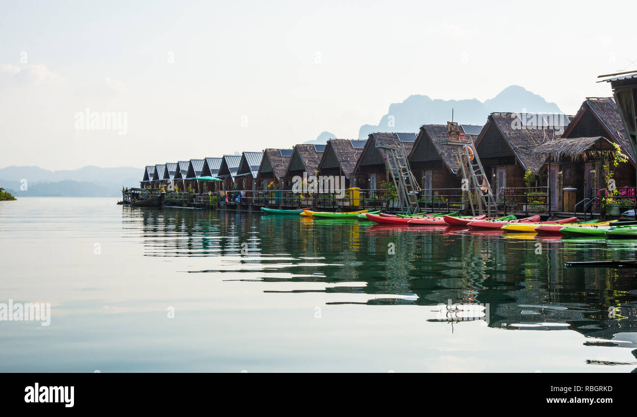 Hotel on the water on the lake in Khao SOK national Park. Sunny day 22 December 2018 Stock Photo