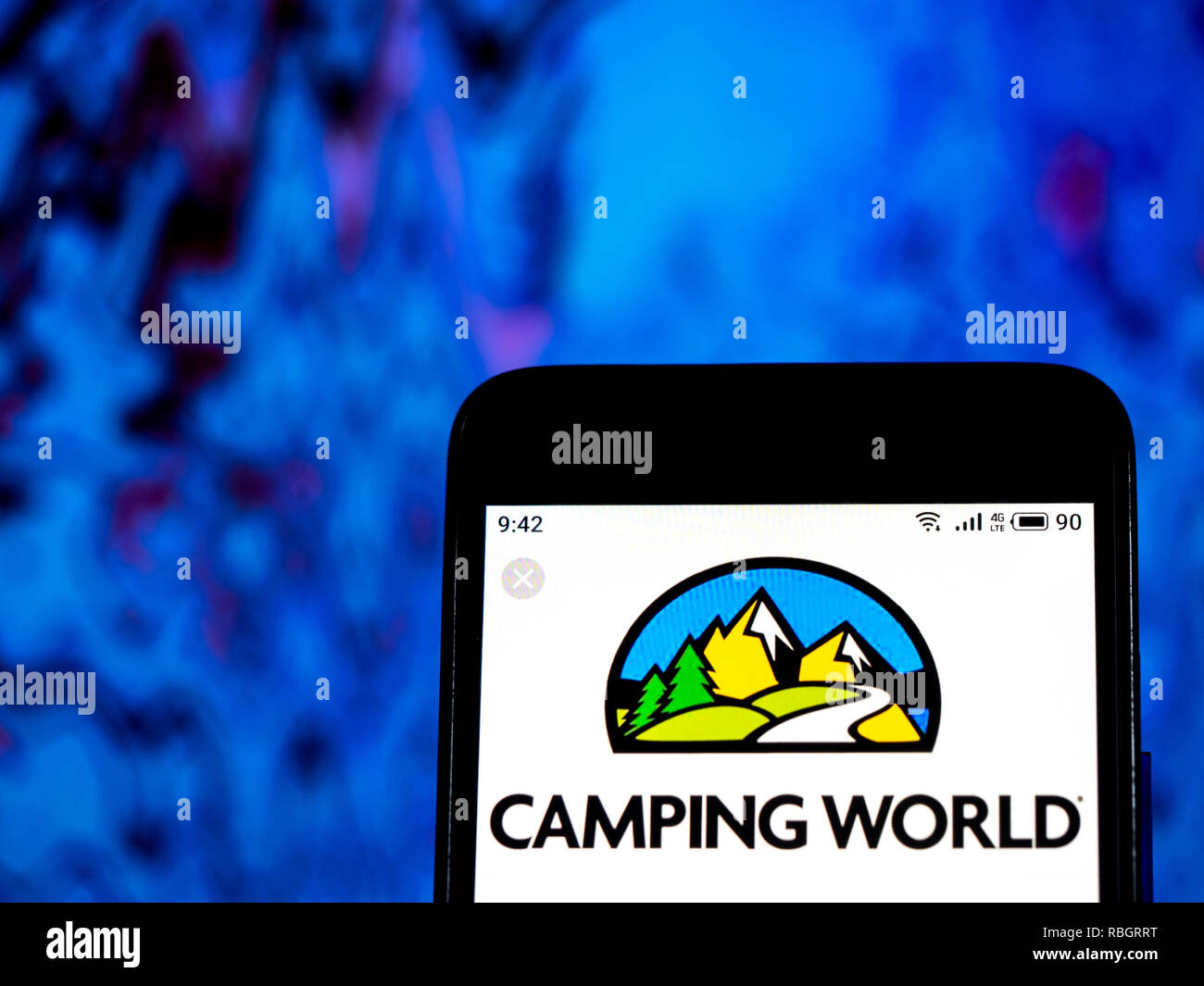 Camping World Retail company logo seen displayed on smart phone Stock