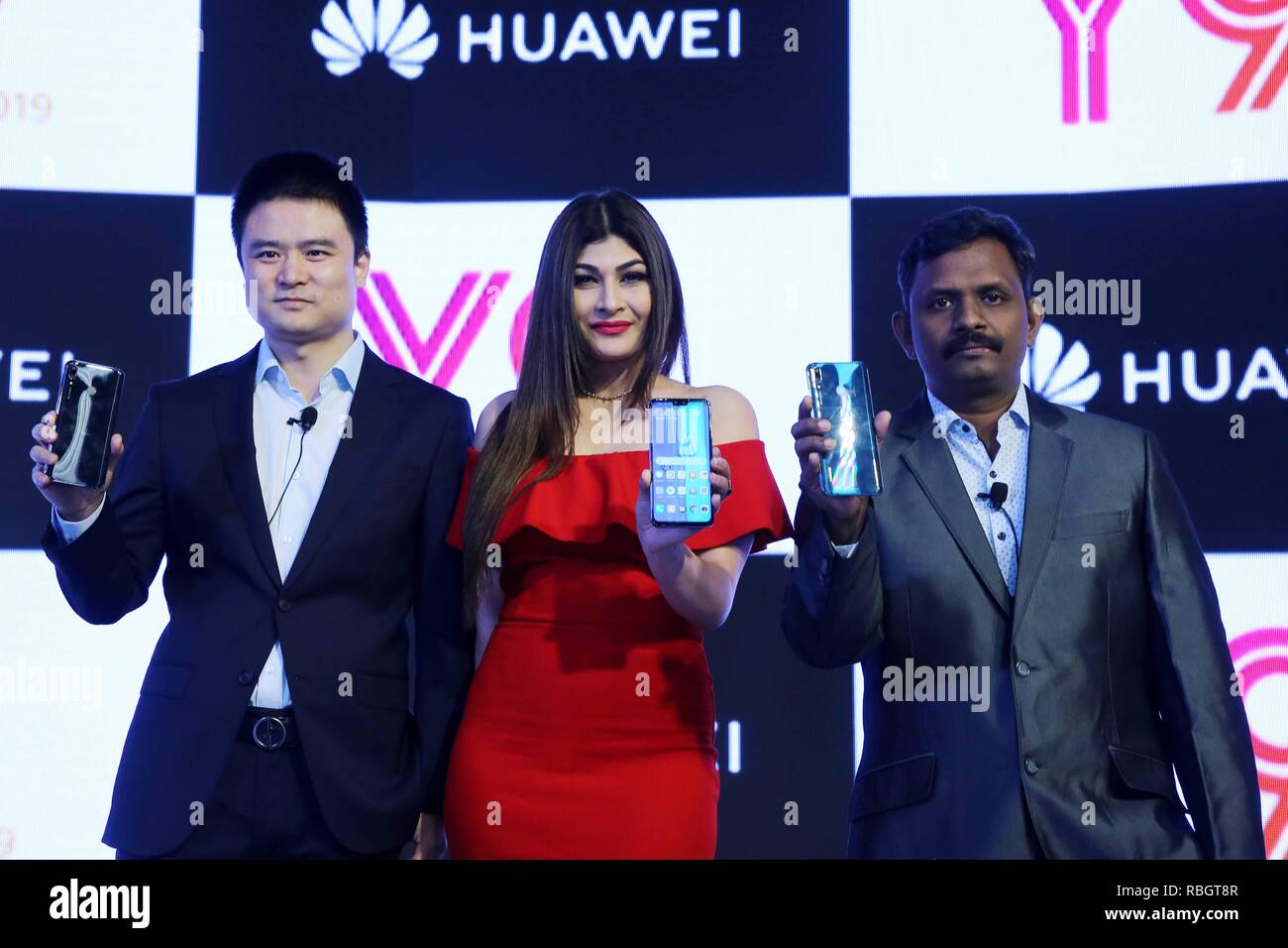 India. 10th Jan, 2019. Tornado Pan (L) Country Manager (Huawei Barand)  Consu, Huwei India during the