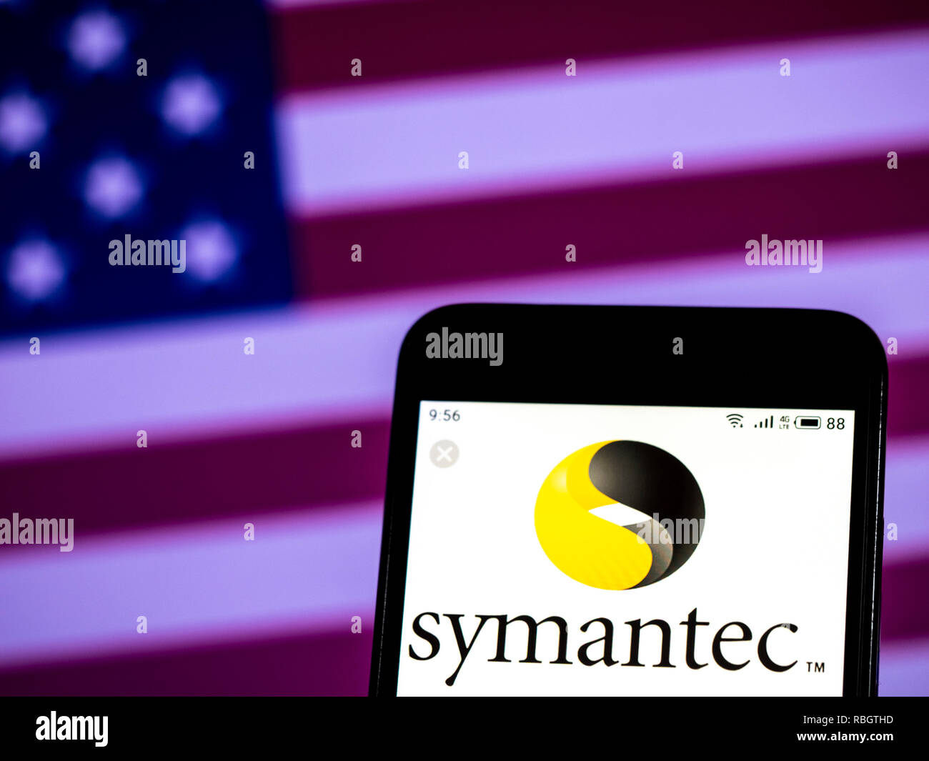 Symantec Software company logo seen displayed on smart phone Stock ...