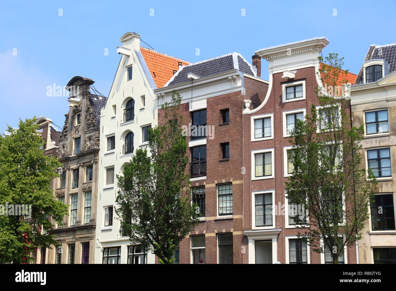 Amsterdam city architecture - Keizersgracht residential buildings. Netherlands rowhouse. Stock Photo