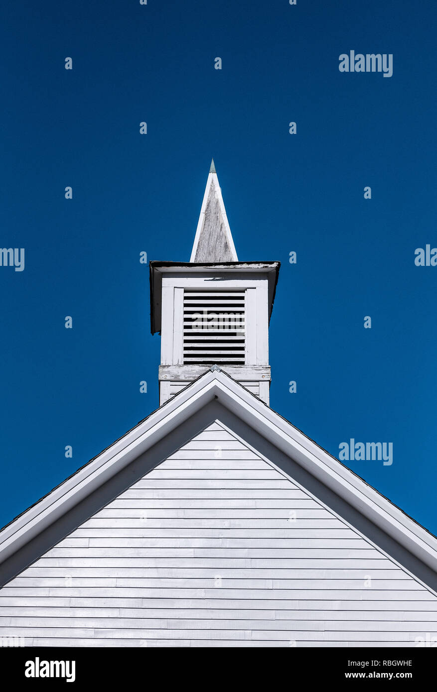 Church detail, Colrain, Vermont, USA. Stock Photo