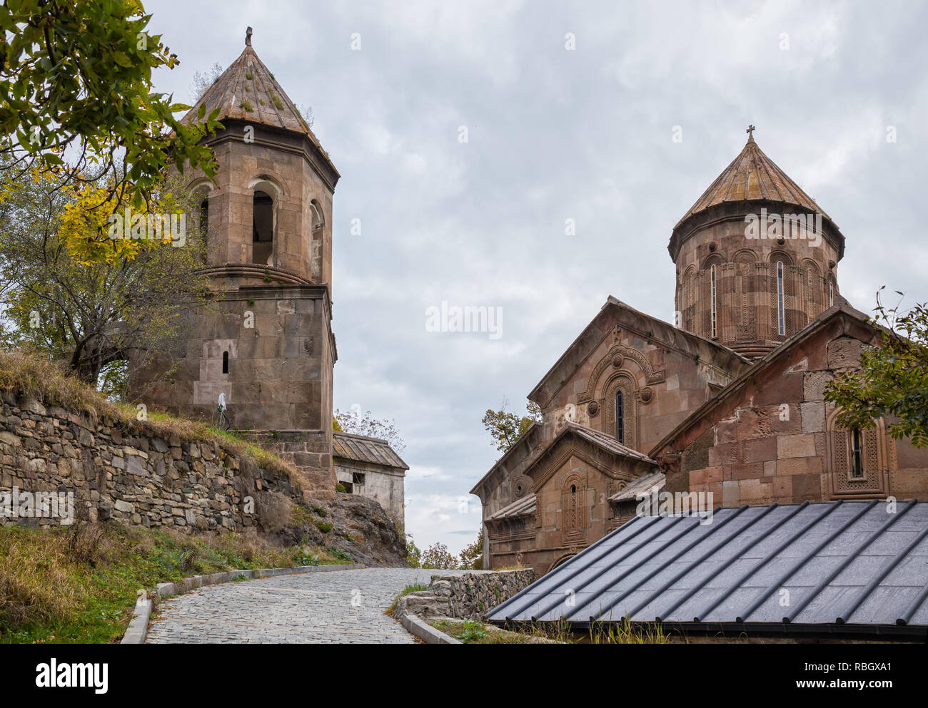 Church of St. Saba and bell tower in Sapara Monastery, Georgia Stock Photo