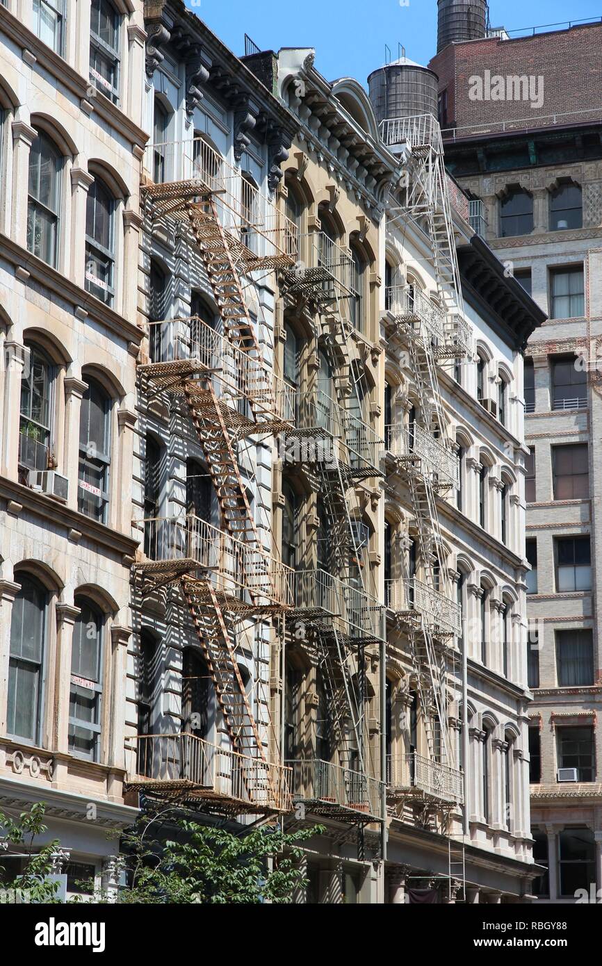 New York City, United States - old residential buildings in SoHo. Stock Photo