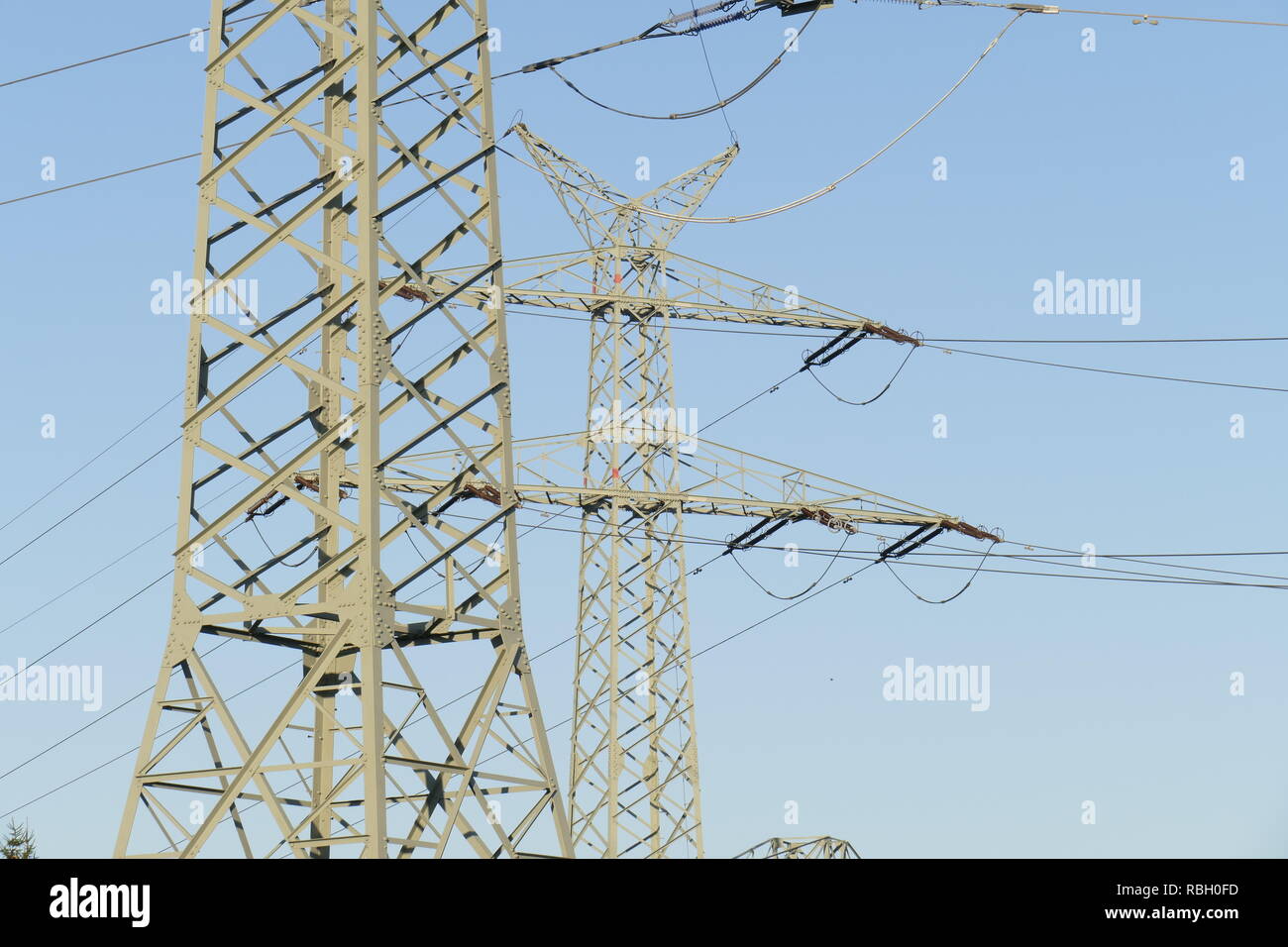 Electricity pylons, Germany, Europe Stock Photo