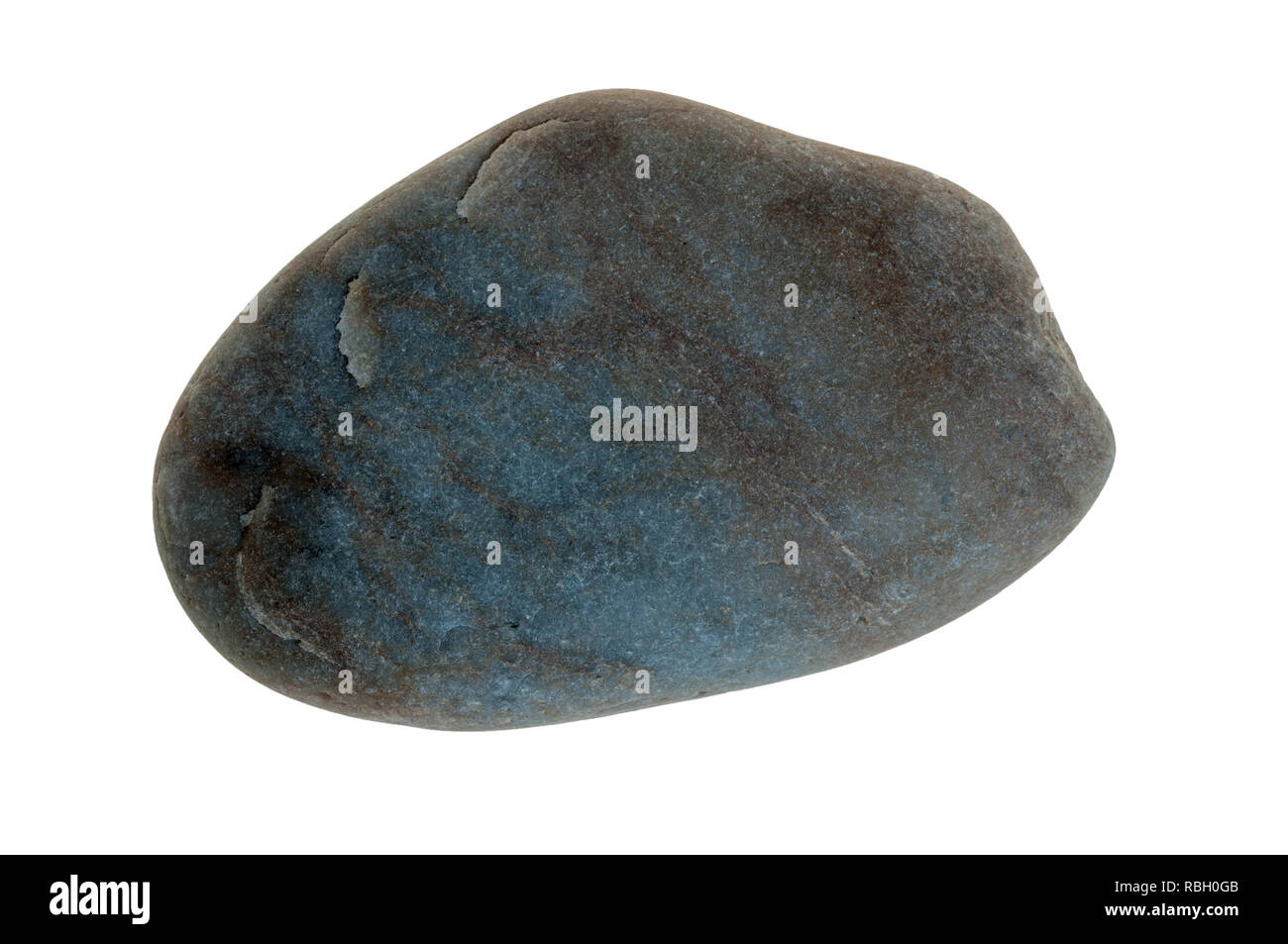 Single grey pebble isolated on white Stock Photo