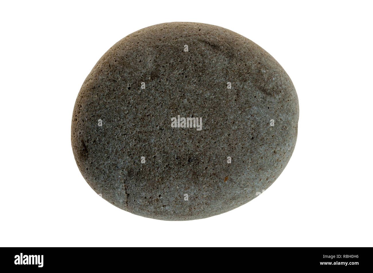 Single grey pebble isolated on white Stock Photo