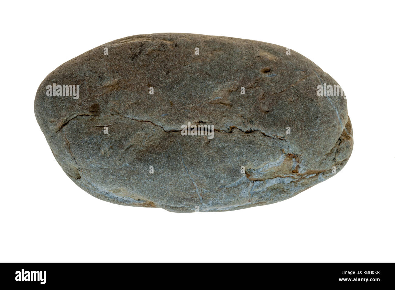 Single grey pebble isolated on white Stock Photo