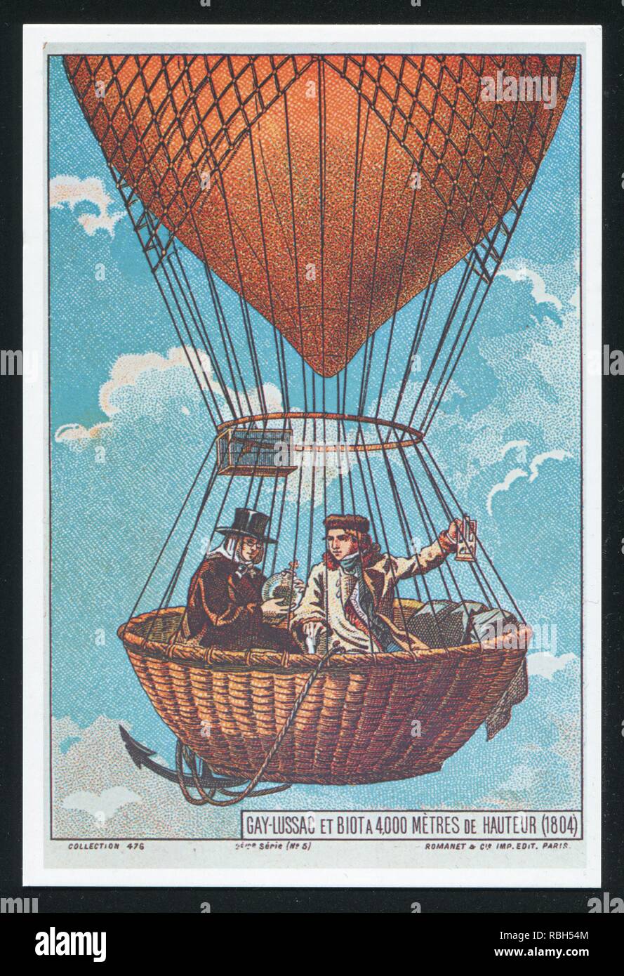 RUSSIA - CIRCA 2014: post card printed by Russia, shows Balloon. Albert Tissandier the history of aeronauticsh, circa 2014. Stock Photo