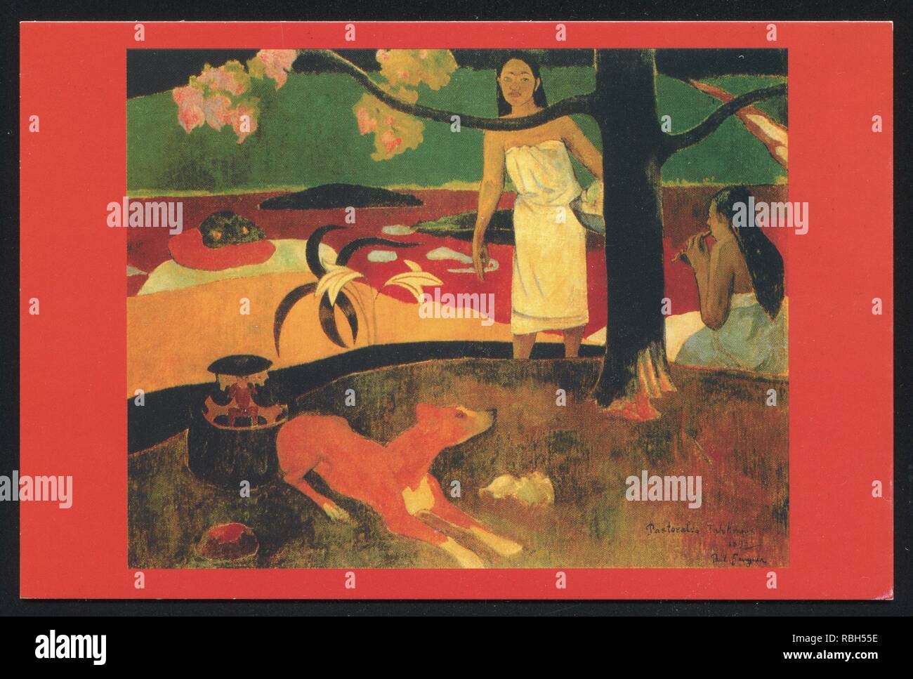 RUSSIA - CIRCA 2015: post card printed by Russia, shows Paul Gauguin. Painting Tahitian pastorale, circa 2015. Stock Photo