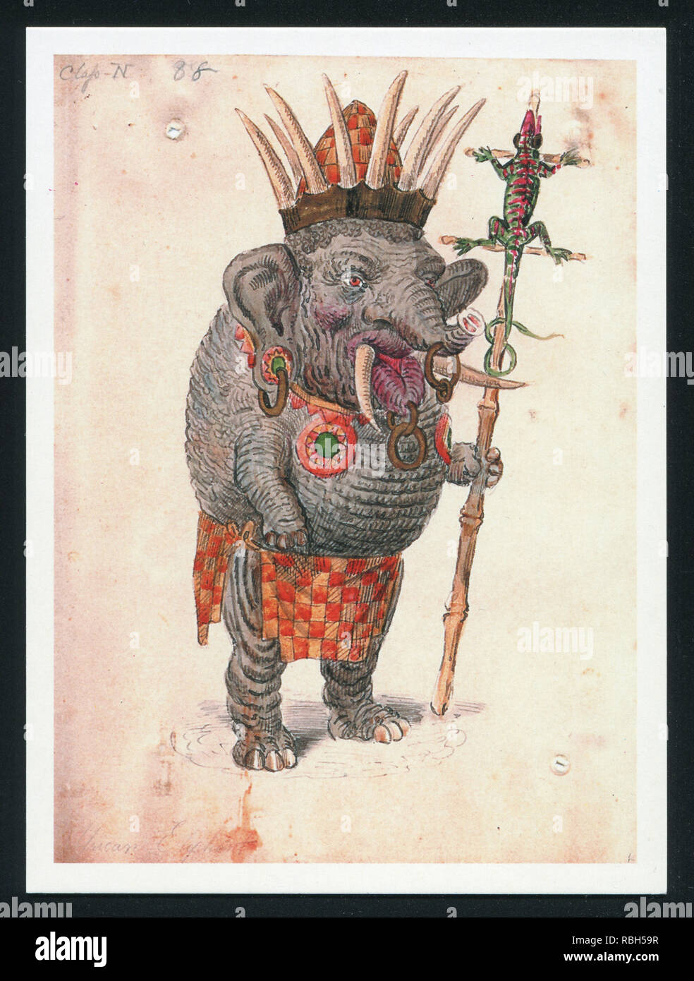 RUSSIA - CIRCA 2013: post card printed by Russia (USSR), shows Mistick Krewe of Comus 1873. Parad Costume Designs, New Orlean. Louisiana, circa 2013 Stock Photo