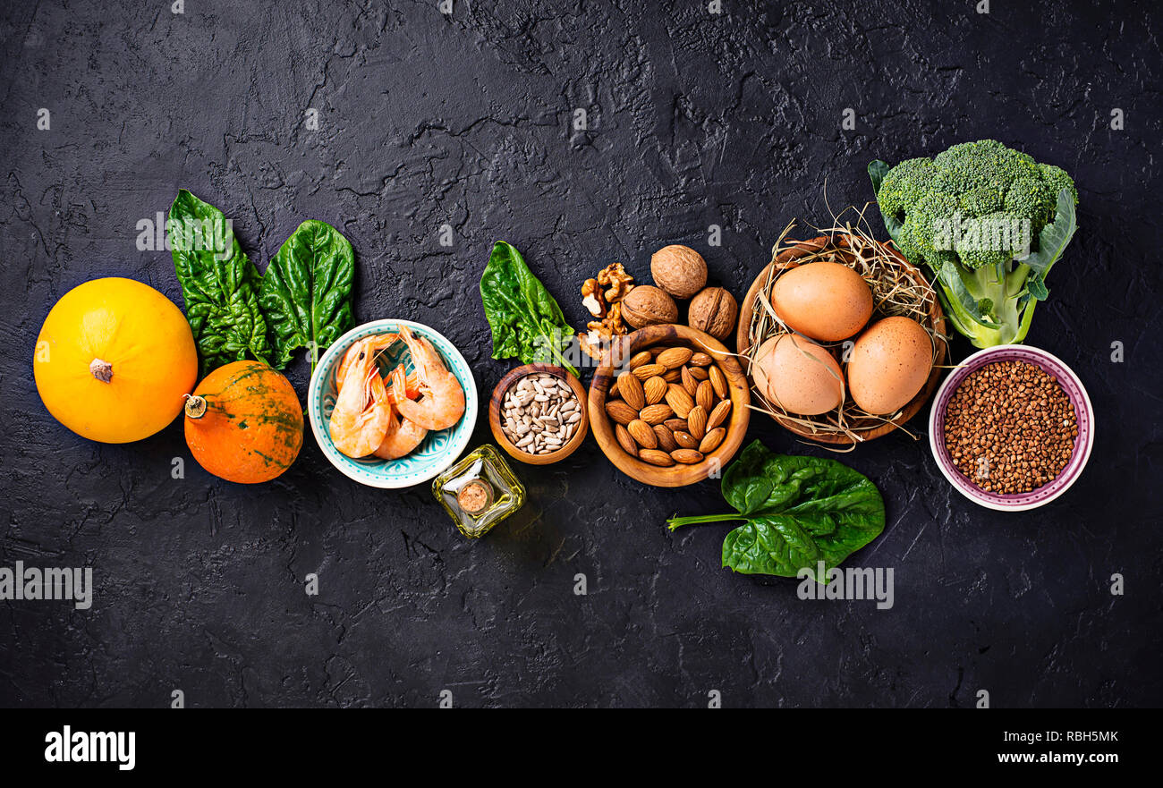 Assortment food sources of vitamin E Stock Photo Alamy