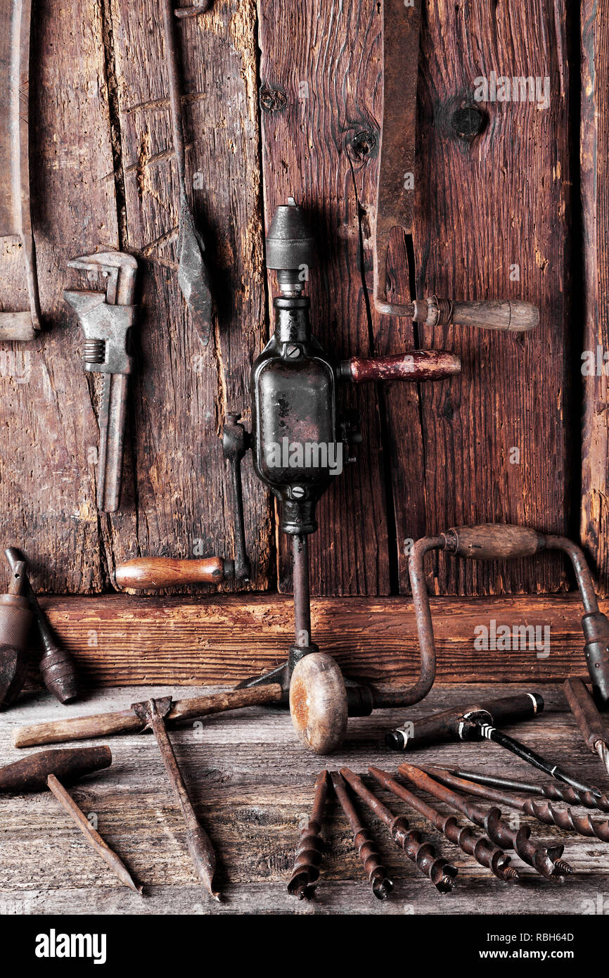 old tool in a workshop Stock Photo