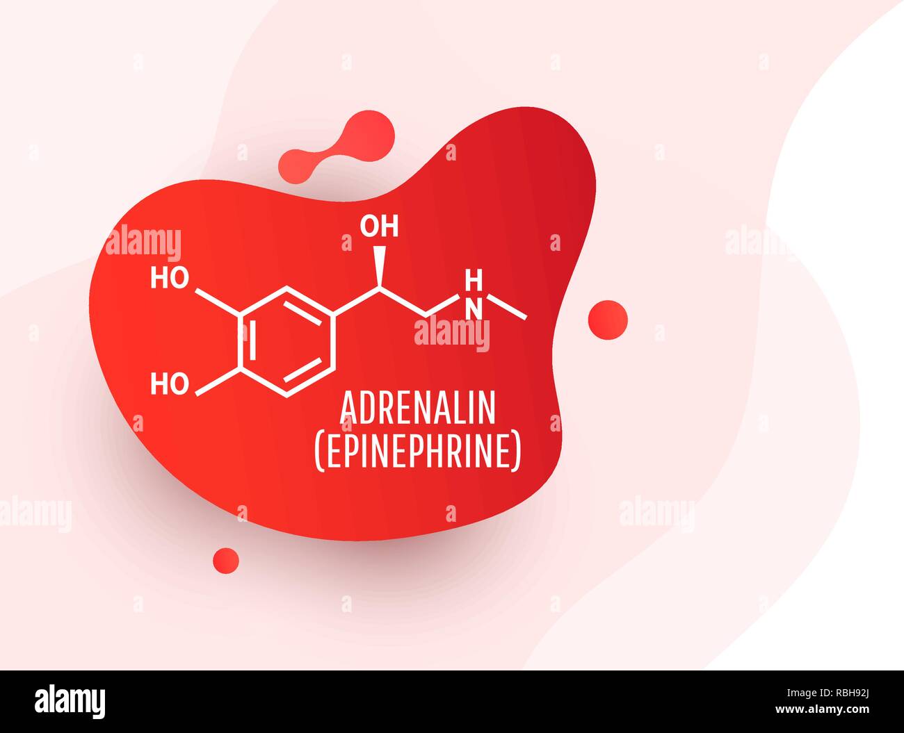 Adrenaline (adrenalin, epinephrine) molecule isolated on wave liquid