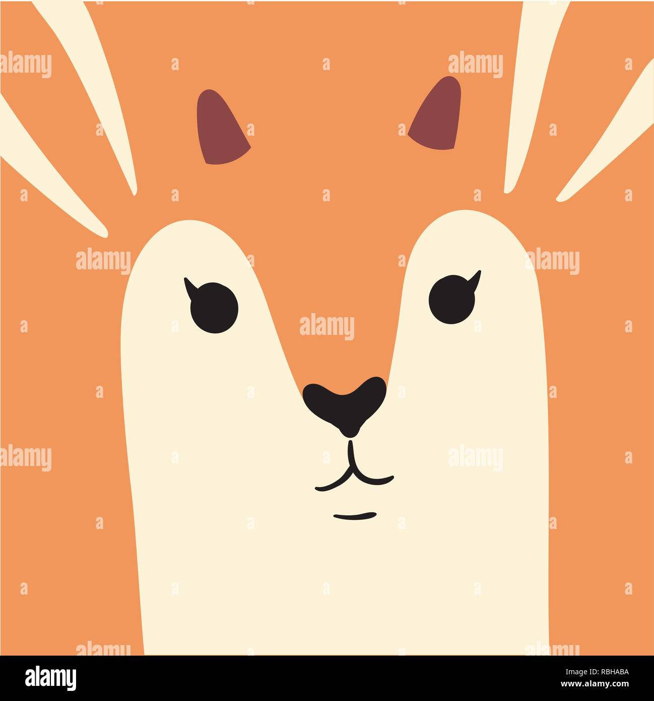 Cute red deer cartoon animal portrait with smiling face wild forest animal head card with antlers horns, copy space vector illustration Stock Vector