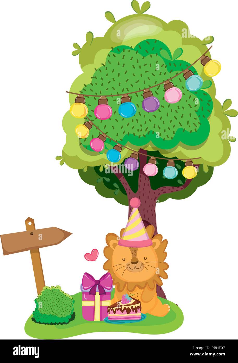 cute and little lion with party hat Stock Vector Image & Art - Alamy