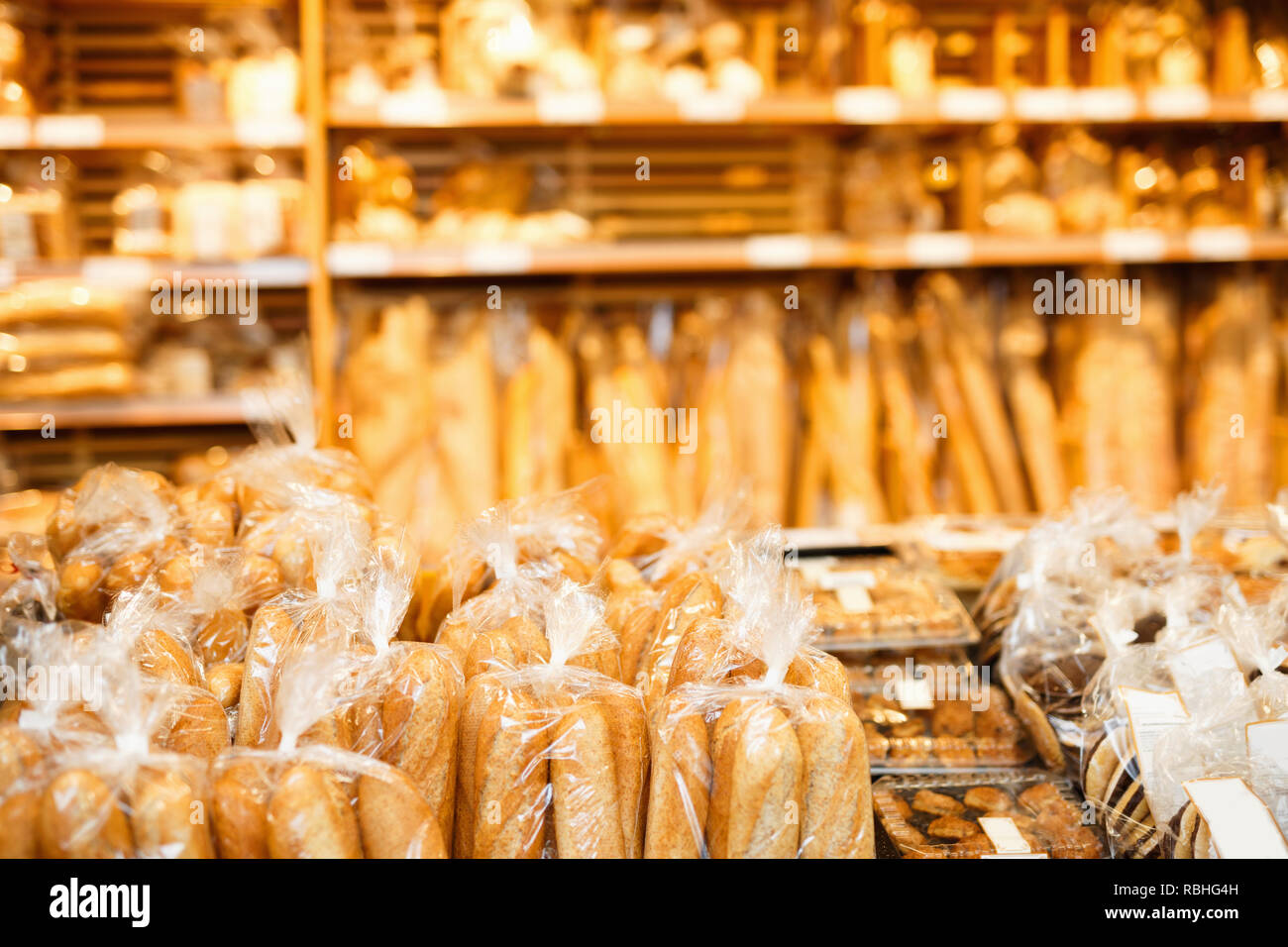 Image of shelves with variety delicious bakery products in speciality