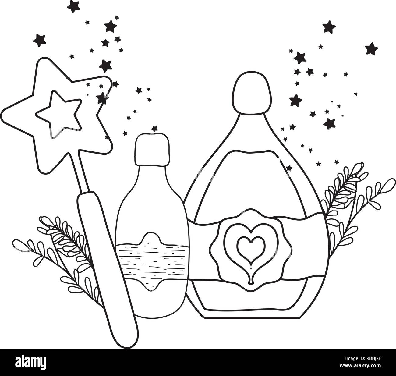Cartoon potion bottle Black and White Stock Photos & Images - Alamy