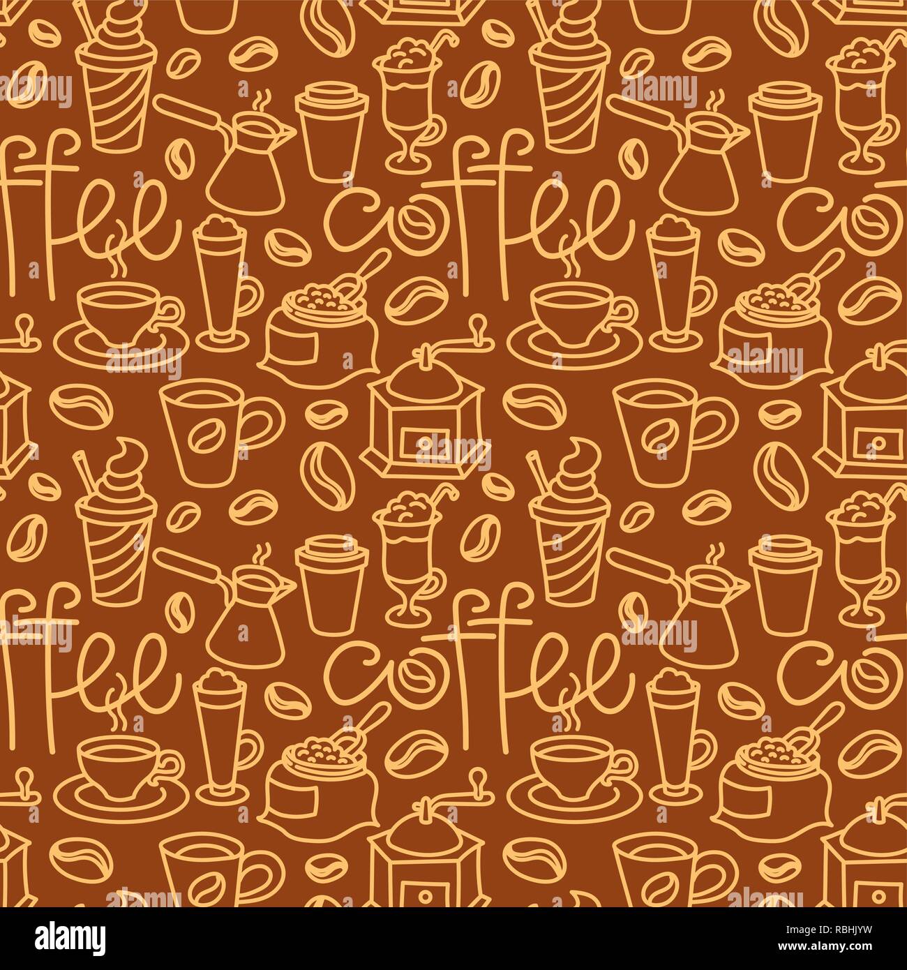 illustration of coffee seamless pattern background Stock Vector Image ...
