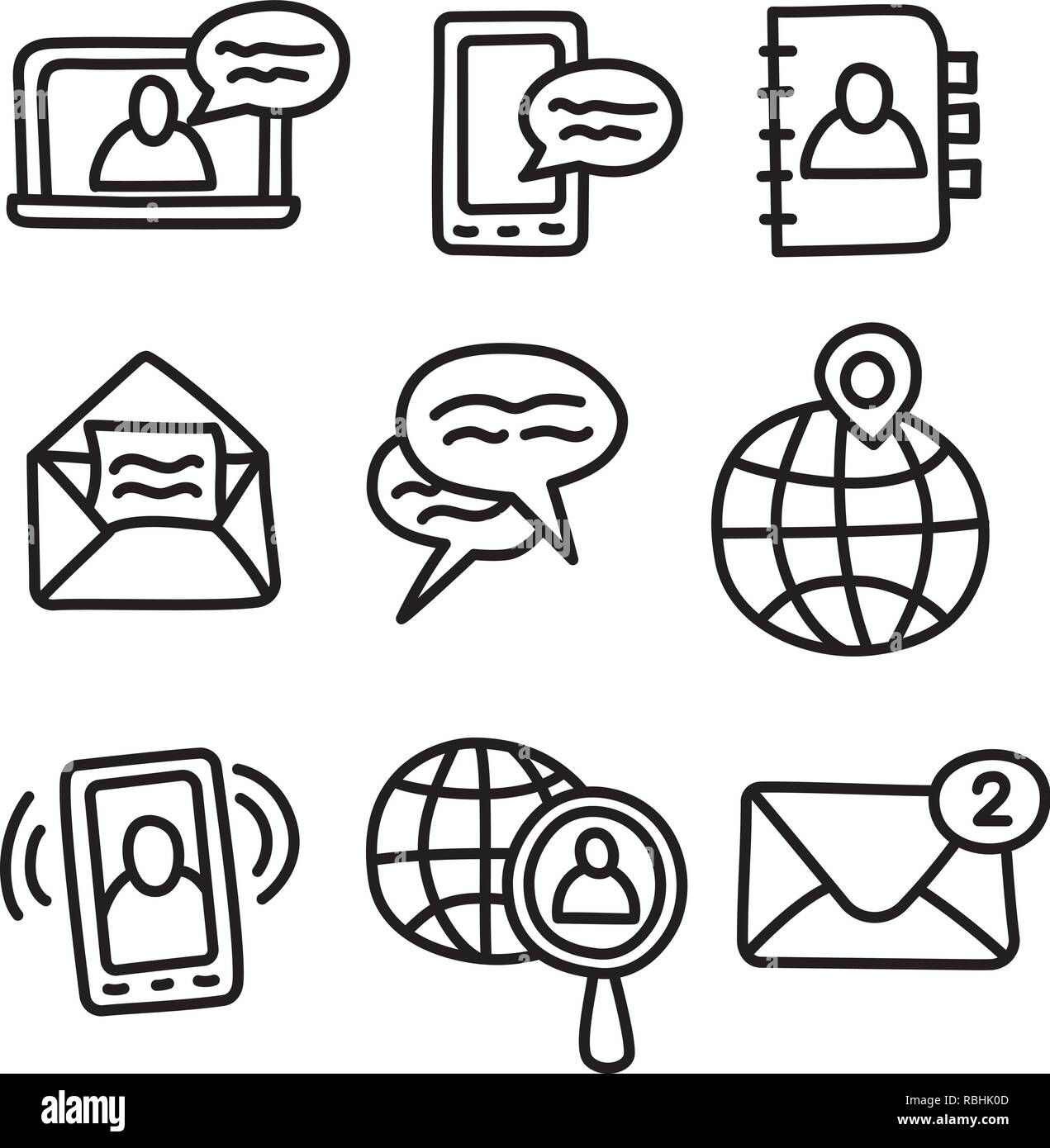 illustration of set communication icons for network applications Stock ...