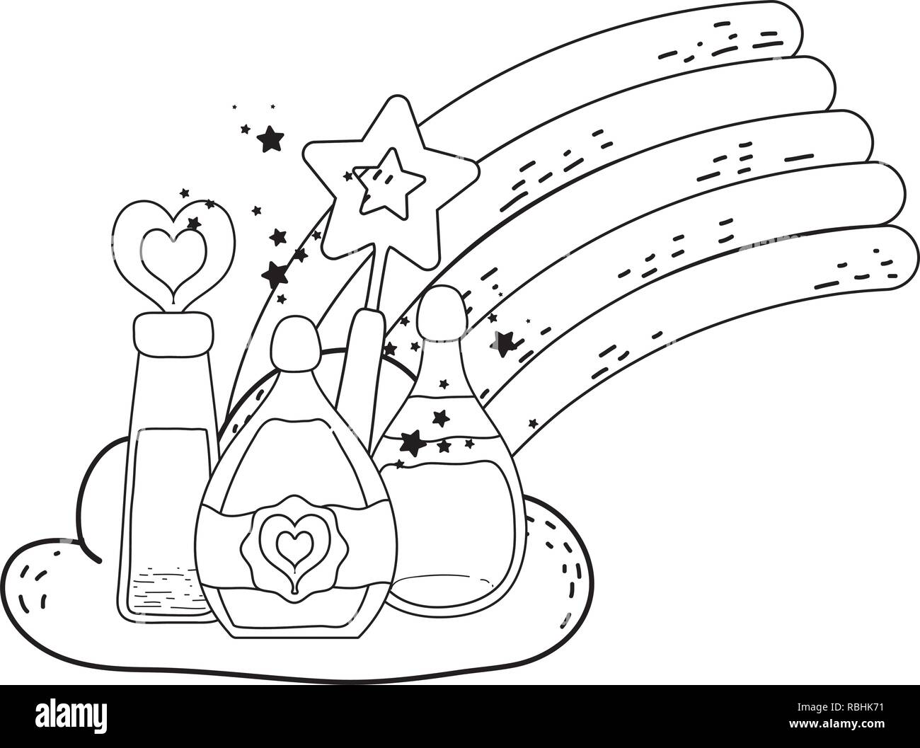 Cartoon potion bottle Black and White Stock Photos & Images - Alamy