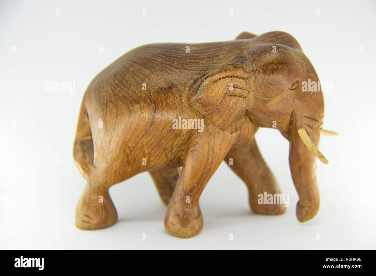 Wooden Handmade Elephant Statue Isolated on White Background Stock ...