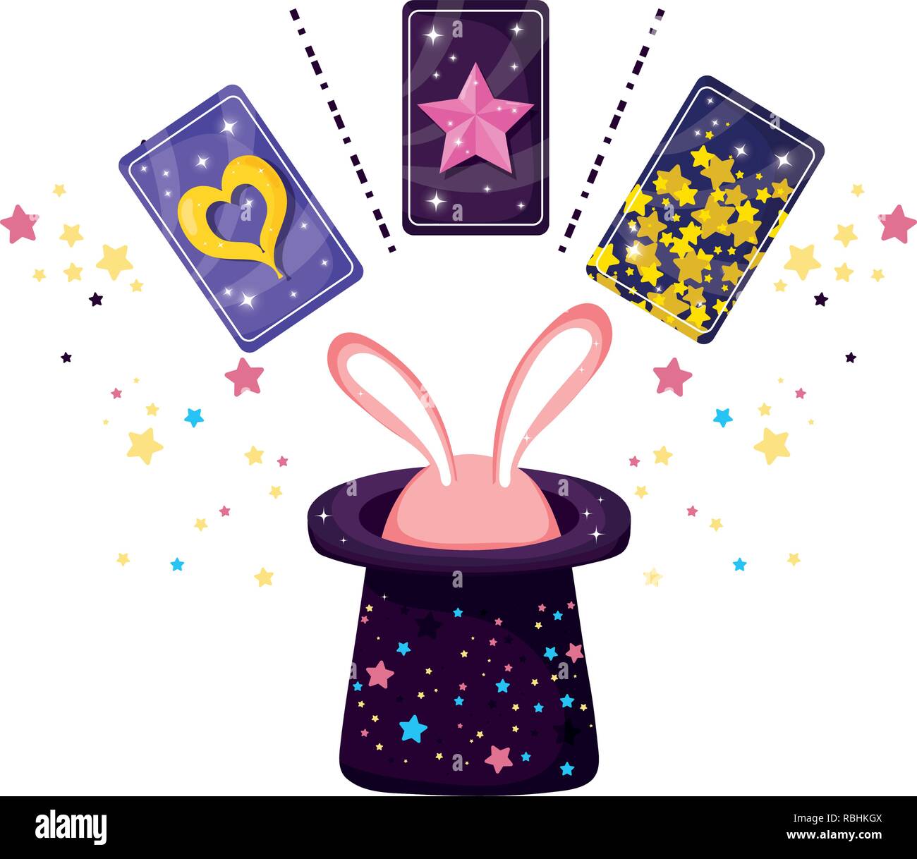 divination cards with ears rabbit in hat Stock Vector