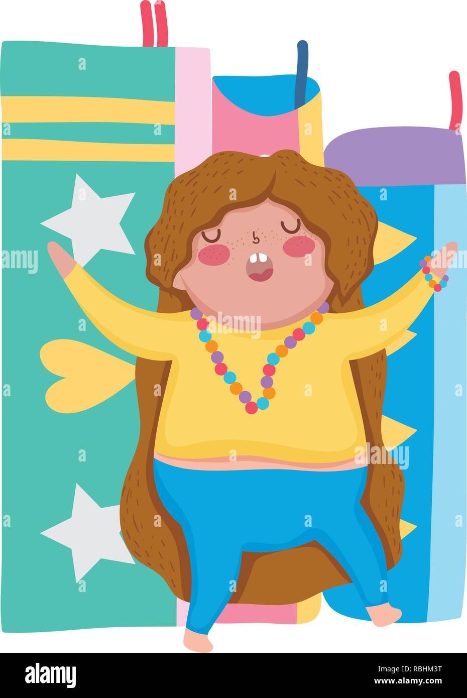 Little Chubby Girl With Pile Books Stock Vector Image And Art Alamy 9866