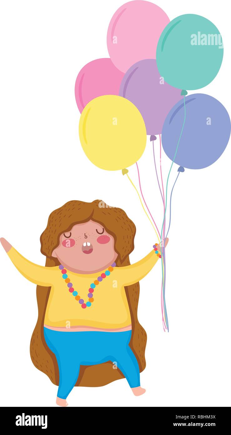 Little Chubby Girl With Balloons Air Stock Vector Image And Art Alamy 2235